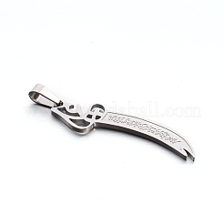 Tarnish Resistant 304 Stainless Steel Large Sword Pendants&nbsp;STAS-E090-13P-B