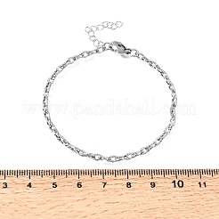 3mm 304ステンレススチール製ツイストオーバルリンクチェーンブレスレット（男女兼用）  変色なし  ステンレス鋼色  6.69インチ（17cm）&nbsp;SA-CBAB767-17A-P