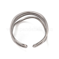 変色しないウェーブ 304 ステンレススチール製カフリング (女性用)  ステンレス鋼色  13mm  調整可能&nbsp;RJEW-G322-08P