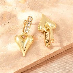 Brass Micro Pave Clear Cubic Zirconia Hoop Dangle Earrings&nbsp;EJEW-G471-30B-G