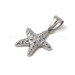 304ステンレスペンダント  ステンレス鋼色  ヒトデ  25x22x4mm  穴：9x5mm&nbsp;STAS-B167-12F-P