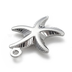 変色しない304ステンレススチールペンダント  ヒトデのチャーム  ステンレス鋼色  16x14x3.3mm  穴：1mm&nbsp;STAS-D243-09