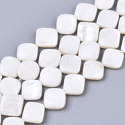 4 連売り天然淡水貝ビーズ 連売り  菱形  貝殻色  10~13x10~12x3~4mm  穴：0.9mm  約33個/連  14.57インチ（37cm）&nbsp;SHEL-SC0001-77