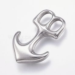 変色しない304ステンレススチールのレザーコード留め具  アンカー  ステンレス鋼色  32.5x21x6mm  穴：5x7mm&nbsp;LS-STAS-P124-09P