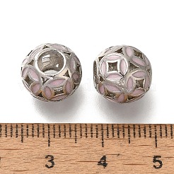 メッキ合金エナメル欧州ビーズラック  大穴ビーズ  コインの丸  プラチナ  11x10mm  穴：4.8mm&nbsp;PALLOY-P307-05P
