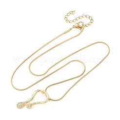 Brass Micro Pave Clear Cubic Zirconia U Shape Pendant 304 Stainless Steel Round Snake Chain Necklaces for Women&nbsp;CU-CBAA1FE-02G