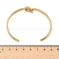 女性用304ステンレススチール製カフブレスレット  結び目  ゴールドカラー  内径：2x2-1/2インチ（5x6.4cm）&nbsp;BJEW-Z134-04G
