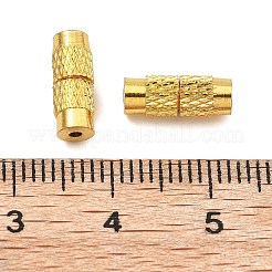 円柱真鍮製ネジ式クラスプ  ゴールドカラー  11~12x4mm  穴：1mm&nbsp;KK-M143-01G