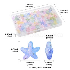100 個 9 色不透明アクリルビーズ  ヒトデ  金粉付き  ミックスカラー  18x19x9mm  穴：1.6mm&nbsp;OACR-FS0002-42