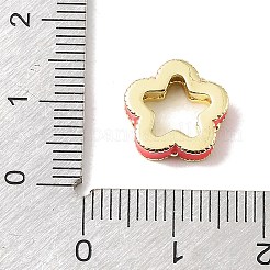 真鍮エナメルフラワースペーサービーズ  長持ちメッキ  カドミウムフリー＆鉛フリー  18KGP本金メッキ  ラックめっき  ミックスカラー  11.5x11.5x3mm  穴：6x7mm&nbsp;KK-CBAF2EC-02G