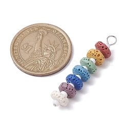 Chakra Natural Lava Rock Dyed Beaded Pendants&nbsp;PALLOY-JF02545-03