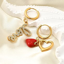Heart & Word LOVE 304 Stainless Steel Micro Pave Clear Cubic Zirconia Hoop Earrings&nbsp;EJEW-B140-07G