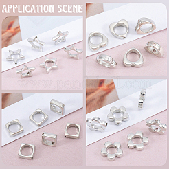 180個 6スタイル 2穴 CCB プラスチックビーズフレーム  プラチナ  10~15.5x10~16x3.5mm  穴：1.6~2mm  30個/スタイル&nbsp;CCB-SP0001-10P