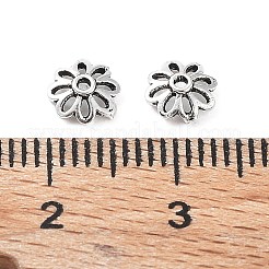 925スターリングシルバービーズキャップ  花  アンティークシルバー  5.5x2mm  穴：0.8mm&nbsp;STER-A041-06AS