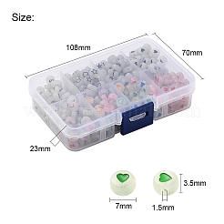 480Pcs 8 Style Flat Round Luminous Acrylic Beads&nbsp;DIY-YW0003-01