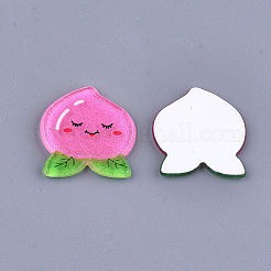 プラスチックカボション  グリッターパウダー付き  桃  ショッキングピンク  22x21x2mm&nbsp;KY-T010-36