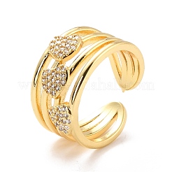 Heart Cubic Zirconia Cuff Finger Ring for Valentine's Day&nbsp;RJEW-C004-04-RS