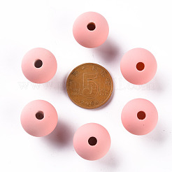アクリルビーズ  ラバー加工スタイル  片穴  ラウンド  ライトコーラル  16mm  穴：3.5mm&nbsp;OACR-S039-05-52