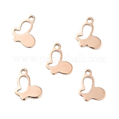 イオンプレーティング（IP）304ステンレススチールチャーム  蝶  ローズゴールド  14x10x1mm  穴：2mm&nbsp;STAS-L159-10RG