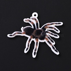印刷された不透明なアクリルパーツ  動物のテーマ  クモ  37x46.5x2mm  穴：1.8mm&nbsp;SACR-G029-01A