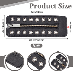 1 Pair Cowhide Leather Lace-in Boot Zipper Inserts&nbsp;FIND-PH0006-72