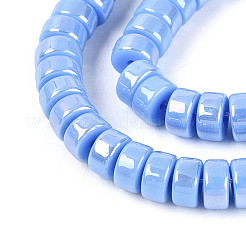 ABカラーメッキ不透明ガラスビーズ連売り  フラットラウンド  コーンフラワーブルー  6~6.5x3mm  穴：1~1.2mm  約111~119個/連  14.17~15.16''（36~38.5センチメートル）&nbsp;GLAA-T026-3x6mm-P07