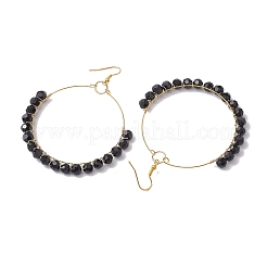 ガラスダングルピアス  女性用バスケットボール妻イヤリング  ブラック  83x64mm&nbsp;EJEW-JE05817-01