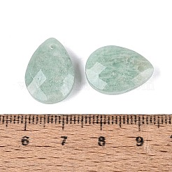 天然石アマゾナイトペンダント  ティアドロップチャーム  多面カット  17.5~18.5x12.5~13.5x5~6.5mm  穴：0.9~1.6mm&nbsp;G-N362-13C