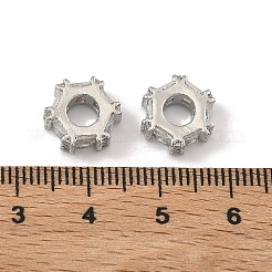 Hexagon Brass Clear Cubic Zirconia European Beads&nbsp;KK-D228-06P