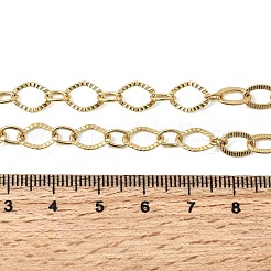 7mmの真鍮テクスチャオーバルリンクチェーンネックレス  ラックめっき  長持ちメッキ  カドミウムフリー＆鉛フリー  18KGP本金メッキ  17.99インチ（45.7cm）&nbsp;NJEW-L013-10G