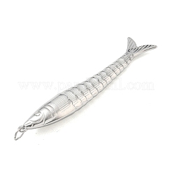 304ステンレススチール製ビッグペンダント  魚のチャーム  長持ちメッキ  ステンレス鋼色  82x12.5x9.5mm  穴：4.5mm&nbsp;SA-CBA4D1F-08P-B