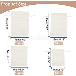 40Pcs 4 Sizes Polyester Imitation Burlap Packing Pouches Drawstring Bags&nbsp;ABAG-NB0001-66