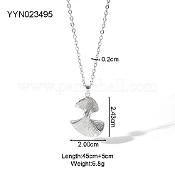 304ステンレススチールペンダントネックレス  ステンレス鋼色  シェル形状  17.72インチ（45cm）&nbsp;YV4192-4