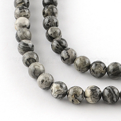 Natural Map Stone/Picasso Stone/Picasso Jasper Beads Strands&nbsp;G-S188-10mm