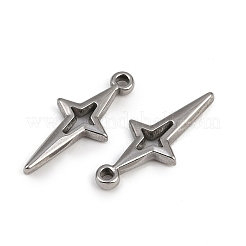 変色しない304ステンレススチールペンダント  スター  ステンレス鋼色  23x10x2mm  穴：1.5mm&nbsp;STAS-E169-17P-A