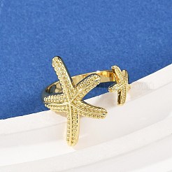 Brass Open Cuff Rings for Women&nbsp;RJEW-R032-05G