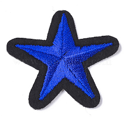 機械刺繍布地アイロンワッペン  マスクと衣装のアクセサリー  アップリケ  スター  ブルー  34~36x35~39x1.5~2mm&nbsp;LS-FIND-T030-030A