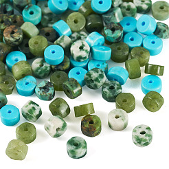200Pcs 4 Styles Natural Green Spot Jasper & TaiWan Jade & Dyed Howlite & African Turquoise(Jasper) Beads&nbsp;G-TA0003-05B