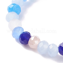 女性のためのキューブとガラスビーズストレッチフィンガーリング  ミックスカラー  usサイズ7 1/4(17.5mm)&nbsp;RJEW-JR00431