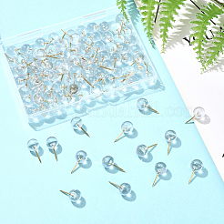 丸いプラスチック製の画鋲  鉄のピン付き  写真壁用  地図  掲示板またはコルクボード  ゴールドカラー  20x9mm  100個/セット&nbsp;AJEW-WH20070-074B
