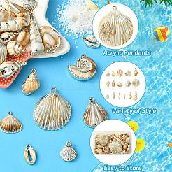 32Pcs 16 Styles Plating Acrylic Pendants&nbsp;OACR-CJ0002-45