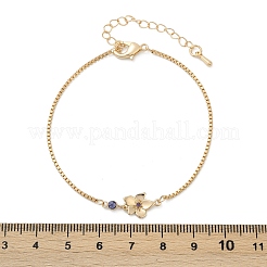 Brass Micro Pave Cubic Zirconia Birthday Flower Link Bracelets&nbsp;BJEW-U031-01G-02