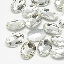 ポイントガラスラインストーンカボション  多面カット  オーバル  ミックスカラー  18x13x5.5mm&nbsp;RGLA-T080-13x18mm
