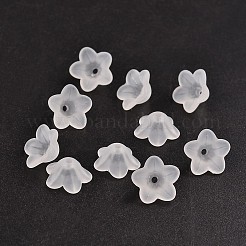 透明なアクリルビーズ  艶消し  花  ホワイト  直径約13mm  厚さ7mm  穴：1mm  約1865個/500g&nbsp;PL560
