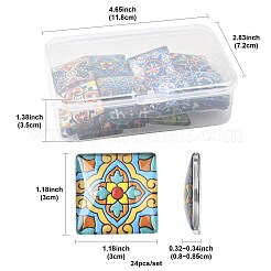 ガラスカボション1袋  床タイル模様の正方形  ミックスカラー  30x30x8~8.5mm  24個/袋&nbsp;GGLA-FS0001-20A