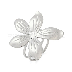 304ステンレススチールカフリング  花  ステンレス鋼色  30x27.5mm  内径：17mm&nbsp;RJEW-D306-17P