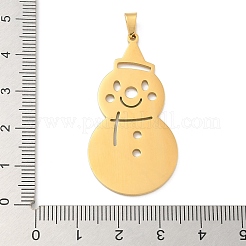 クリスマステーマ 304 ステンレススチールペンダント  レーザー切断  雪だるまチャーム  18KGP本金メッキ  43.5x22x1.5mm  穴：5x3mm&nbsp;STAS-Q005-01G-03