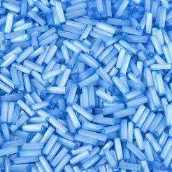 ガラス竹ビーズ  模造キャットアイ  空色  6.5~7x1.5~2mm  穴：0.8~1mm  約1515個/50g&nbsp;X-SEED-N007-28E