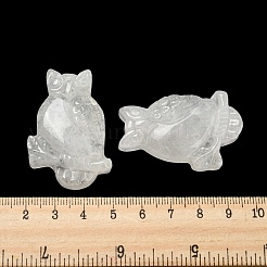 天然石クオーツクリスタルペンダント  ロッククリスタルペンダント  フクロウのチャーム  44~46x29~31x7.5~10mm  穴：1.4mm&nbsp;G-M417-08H