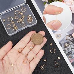女性用真鍮製サークルスタッドピアス（耳ナット付き）20個  長持ちメッキ  ニッケルフリー  18KGP本金メッキ  10x1mm  ピン：0.7mm&nbsp;EJEW-BBC0001-09